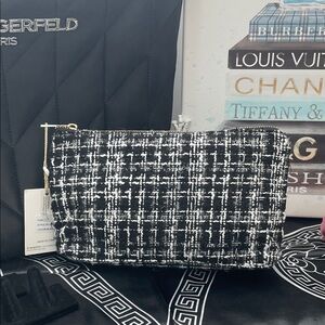 🌟🖤 Monochrome Tweed Zipper Cosmetic Pouch🖤🌟NWT